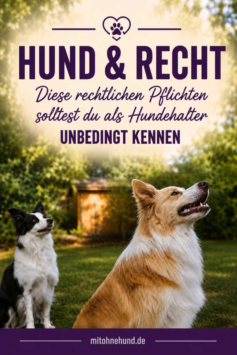 Zwei Hunde im Garten als Beitragsbild für einen Ratgeber über die rechtlichen Pflichten in der Hundehaltung in Deutschland – von Hundehaftpflicht und Hundesteuer bis zu Leinenpflicht, Chippflicht und Sachkundenachweis.